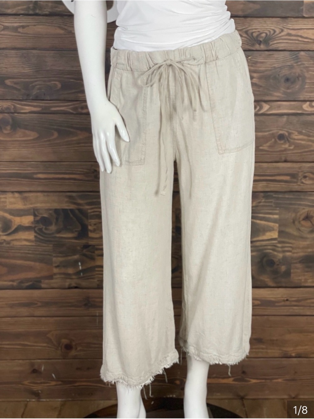 NWT thread & supply linen blend crop wide leg pants sz m